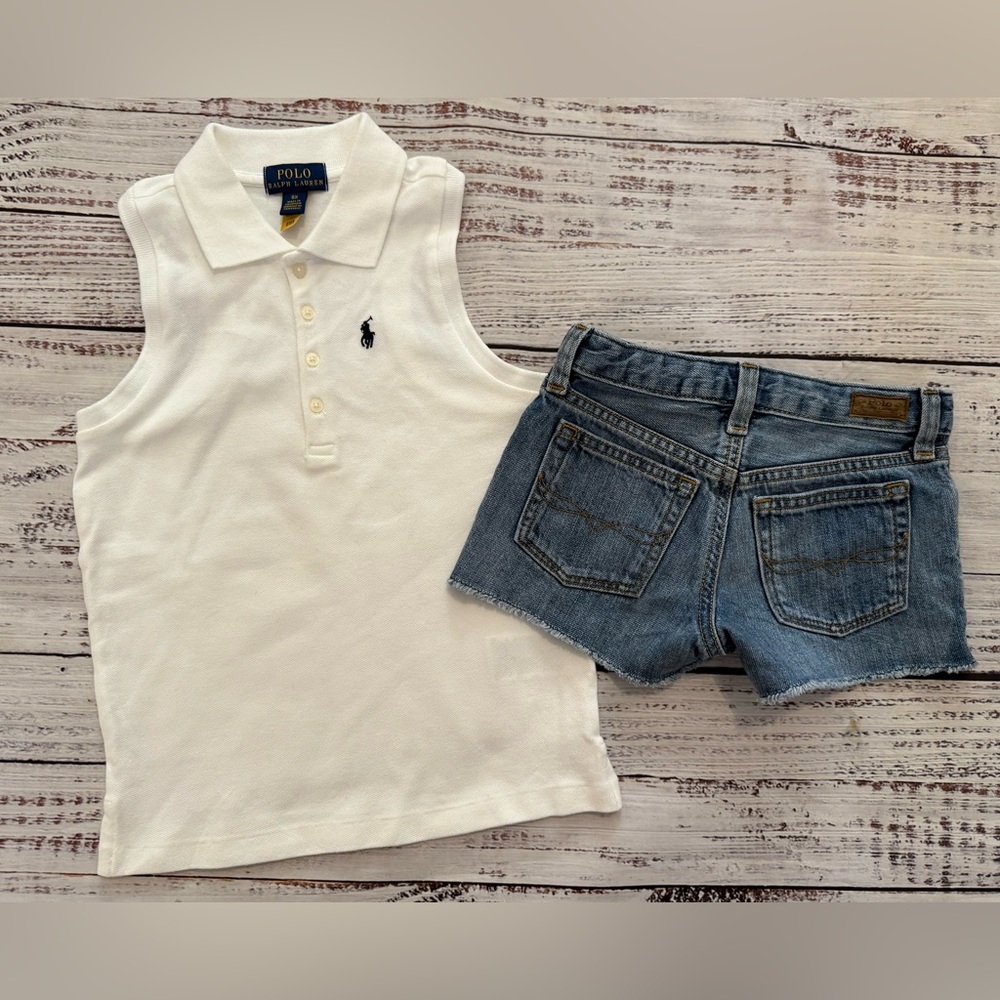 Girls Ralph Lauren Set Denim Shorts & Top Size 6